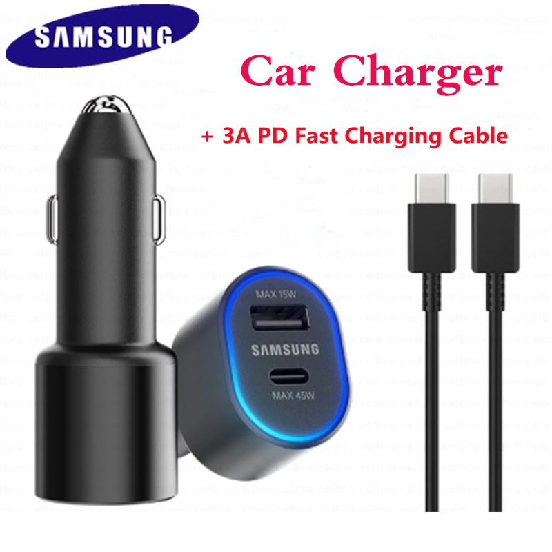 SAMSUNG ที่ชาร์จ Usb Type C 60W 45w Galaxy S23 + S22 5g S21 Note 20 10 Z Flip3 A52 สําหรับรถยนต์