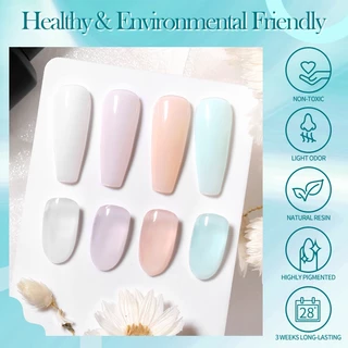 【Local】BORN PRETTY 15ml Milky Jelly Rubber Base Nail Gel Polish Nude Color Soak Off กึ่งถาวร