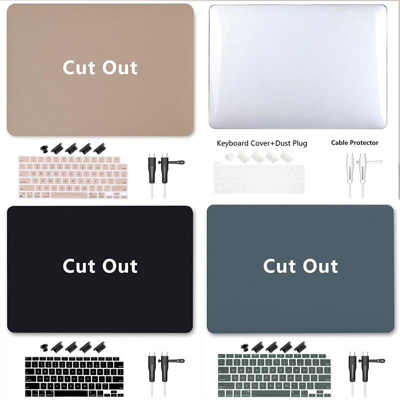 4in1 ตัวป้องกันสายเคเบิล ซิลิโคน และเคสแข็ง ผิวด้าน 2020 อุปกรณ์เสริม สําหรับ Macbook Air M1 Pro Case 13 นิ้ว 2021 A2337 A2338 Retina A2289 A2251