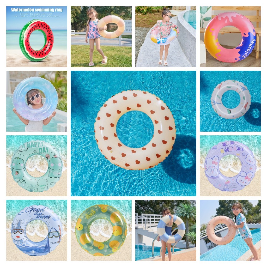 Domybestshop* ห่วงยางเป่าลม แบบหนา ทรงกลม สําหรับสระว่ายน้ํา ชายหาด กลางแจ้ง มีหลายขนาด ห่วงยางเด็กและผู้ใหญ่