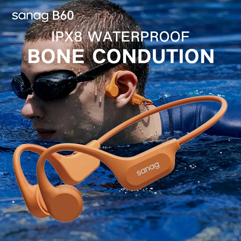 Sanag B60S pro หูฟังบลูทูธไร้สาย IPX8 5.3 64GB MP3 สําหรับว่ายน้ํา