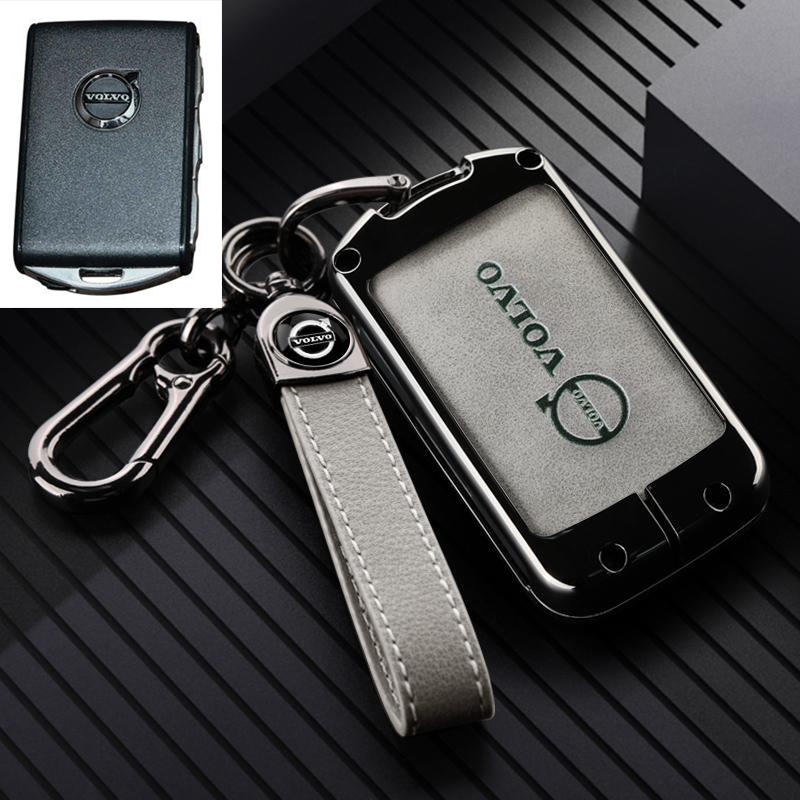 เคสกุญแจรถยนต์หนัง+อลูมิเนียม Volvo XC90 XC60 XC40 C40 V60 S90 S60 Recharge เคสกุญแจรีโมทรถยนต์วอลโว่ ของแต่งรถยนต์ พวงกุญแจ ราคา ถูกที่สุด ดีลบีเคเค