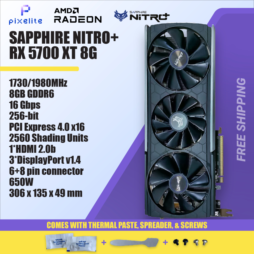 ใช้ Sapphire RX 5500 XT 5600 5700 6600 8G 8GB GDDDR6 AMD กราฟิกการ์ดกราฟิกกราฟิกการ์ด GPU 5500XT RX6