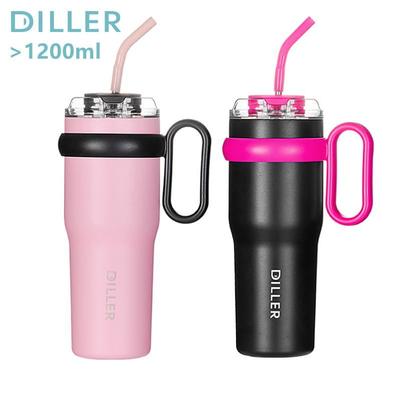 Diller แก้วกระติกน้ําร้อน สเตนเลส 316L พร้อมหลอดดูด SUS316L 1200 มล. MLH9139