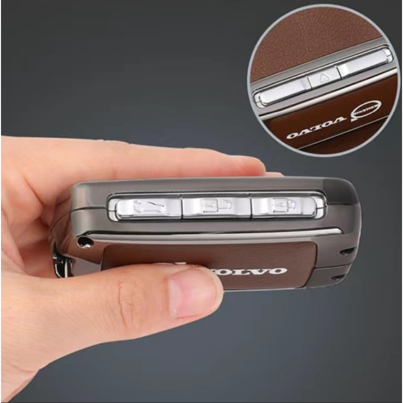 เคสกุญแจรถยนต์หนัง+อลูมิเนียม Volvo XC90 XC60 XC40 C40 V60 S90 S60 Recharge เคสกุญแจรีโมทรถยนต์วอลโว่ ของแต่งรถยนต์ พวงกุญแจ ราคา ถูกที่สุด ดีลบีเคเค แกลเลอรีภาพที่ 3