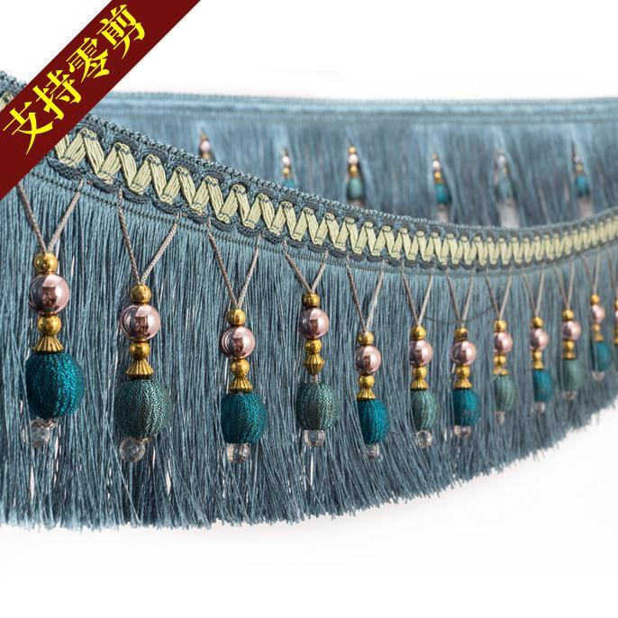 [รองรับการตัดเป็นศูนย์] ผ้าม่านลูกไม้ ประดับลูกปัดสีทอง 10 ซม. ยาว 11.5 ม. สําหรับตกแต่งรถบรรทุก