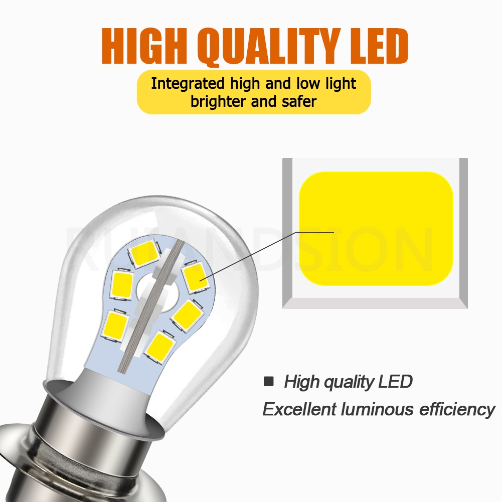 Ruiandsion หลอดไฟหน้า LED AC DC 6V H6M p15d p15d-25-3 สีขาวอบอุ่น สําหรับรถจักรยานยนต์ สกูตเตอร์