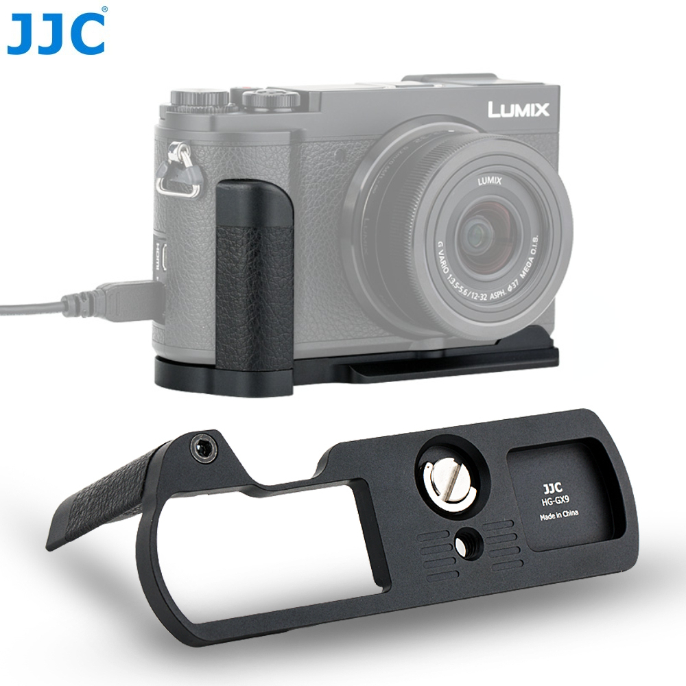 JJC HG-GX9 ด้ามจับอลูมิเนียมแทนที่ DMW-HGR2 สำหรับกล้อง Panasonic Lumix GX9 GX85 GX80 GX7 Mark III GX7 Mark II, ตัวยึดทำจากโลหะ L ที่จับกันลื่นพร้อมฐาน Arca Swiss ปล่อยด่วน และ 1/4 "-20 ขาตั้งกล้อง