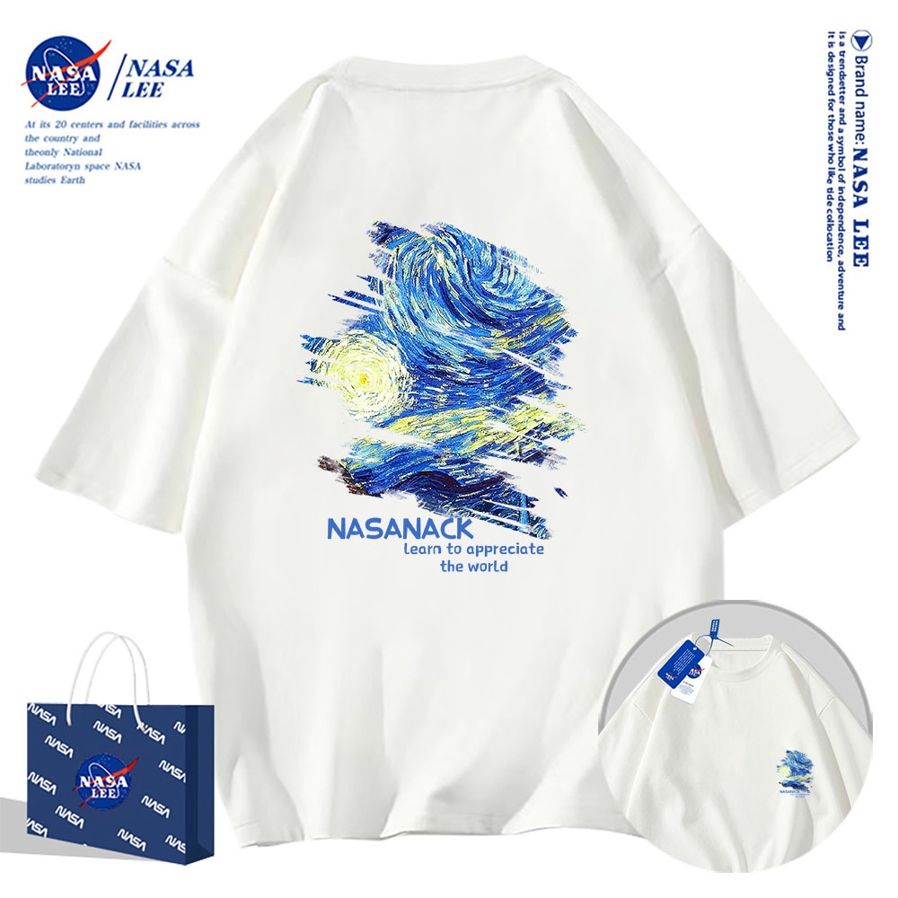 ✨สินค้าพร้อมส่ง✨เสื้อยืดคอกลมลายร่วมกับ NASA ใส่ได้ทั้งชายและหญิง ผลิตจากผ้าคอตตอน 100% เหมาะสำหรับเยาวชน