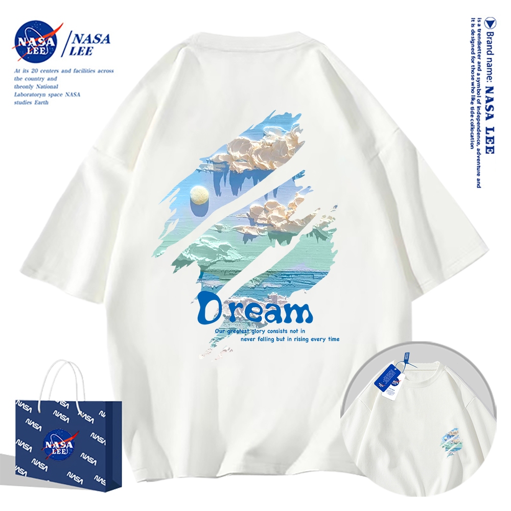 ✨สินค้าพร้อมส่ง✨เสื้อยืดคอกลมลายร่วมกับ NASA ใส่ได้ทั้งชายและหญิง ผลิตจากผ้าคอตตอน 100% เหมาะสำหรับเยาวชน