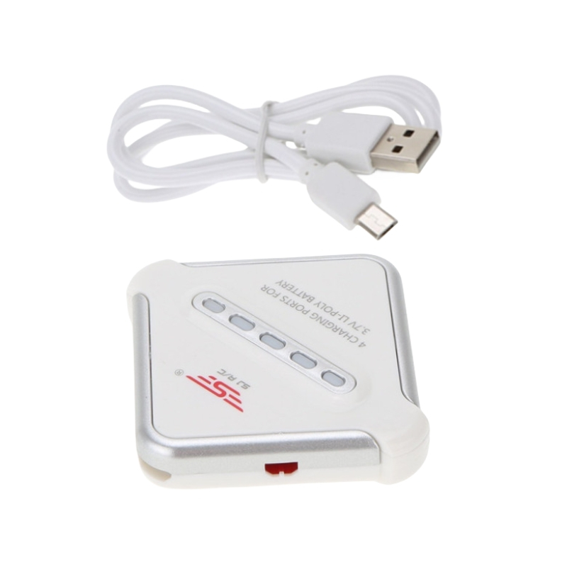 3.7V 1S JST ปลั๊ก USB Balance Charger 4 พอร์ตชาร์จสําหรับ UDI U818 MJX X400 X800 WLtoys V686K V686G 