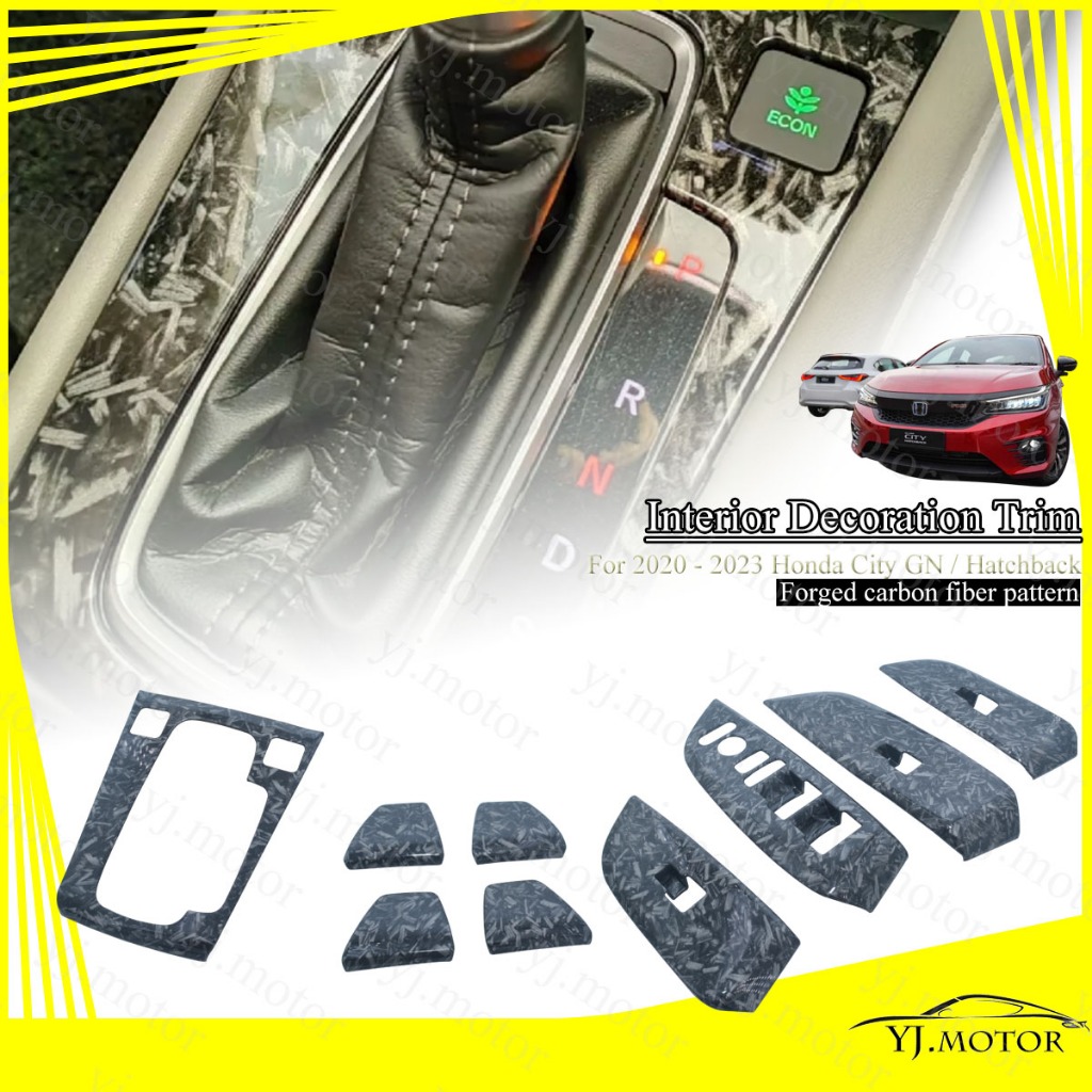 ฝาครอบแผงสวิตช์หน้าต่างรถยนต์ คาร์บอนไฟเบอร์ สําหรับ Honda City Hatchback 2020-2024