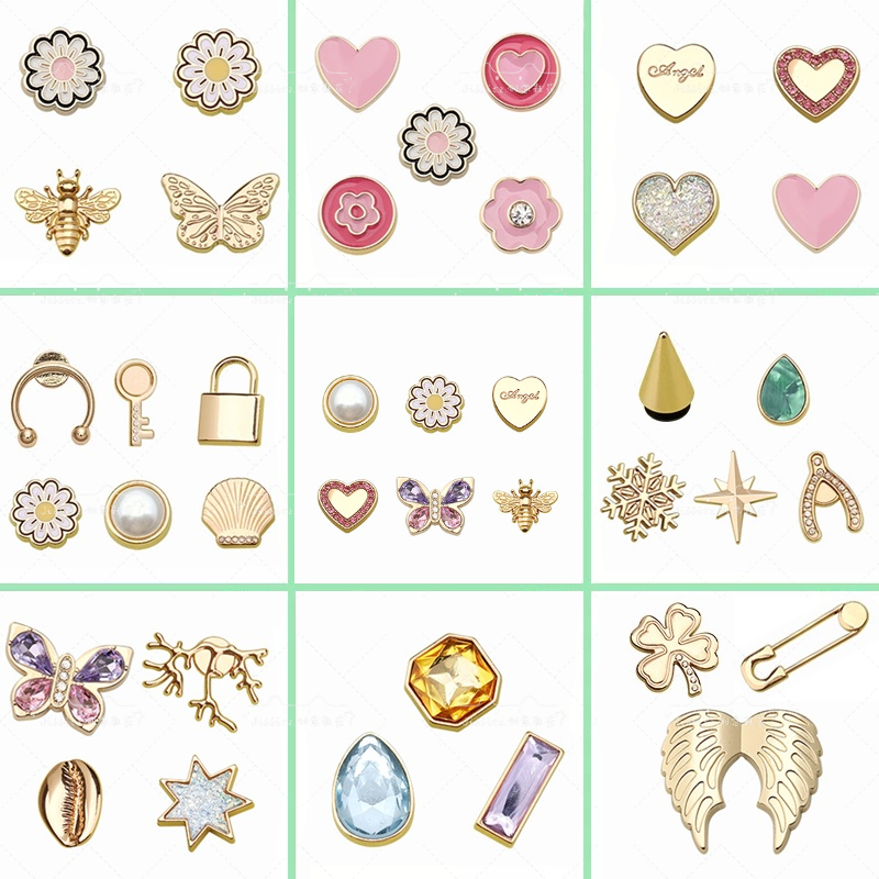 jibbitz crocs metal charms อุปกรณ์เสริมหัวเข็มขัดโลหะ รูปดอกไม้ สําหรับตกแต่งรองเท้า Crocs diy