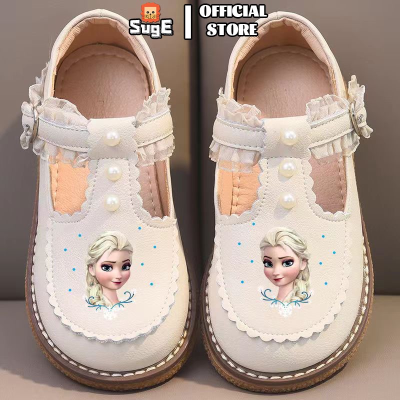 SUGE รองเท้าเจ้าหญิงสำหรับเด็กผู้หญิง elsa ไข่มุก ป้องกันการลื่นไถล รองเท้าแมรี่เจน