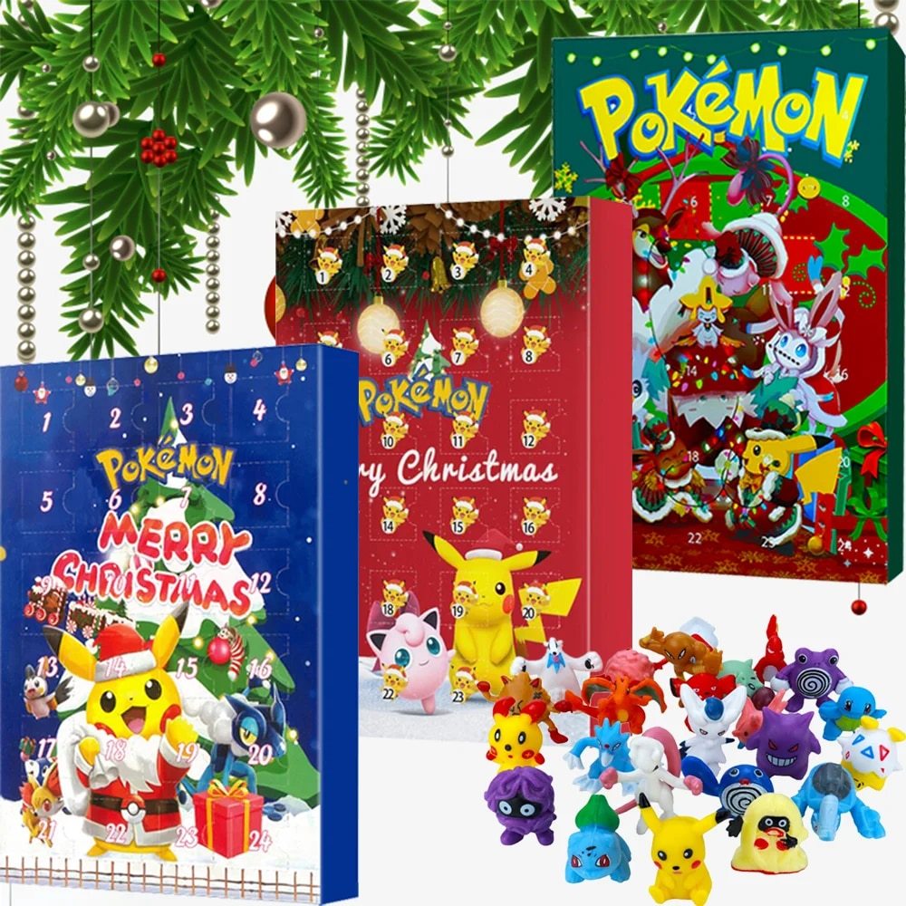 24ชิ้น ปฏิทินคริสต์มาส pokemon blind box ของเล่นแปลกใจ christmas การตกแต่ง ของขวัญเด็ก