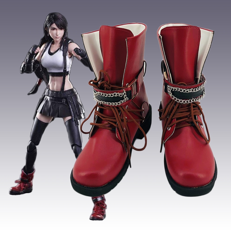 รองเท้าบูทคอสเพลย์ ลายการ์ตูนอนิเมะ Final Fantasy 7 Remake Version Tifa เหมาะกับการแสดงบนเวที ฮาโลวีน