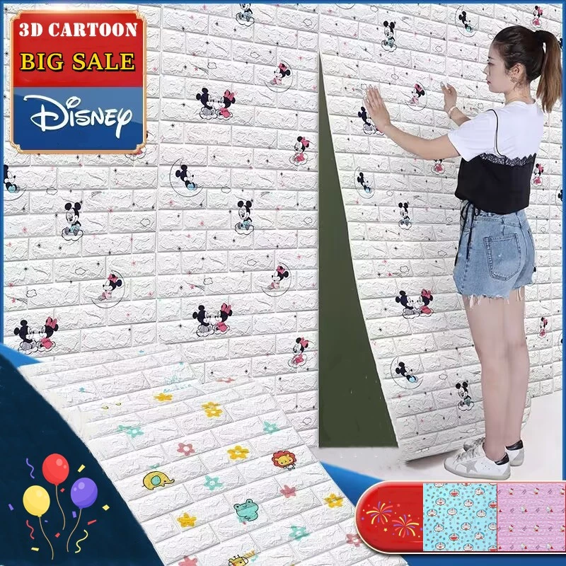 🌹38 รุ่น มีของขวัญ🌹5%off หนา สติกเกอร์วอลเปเปอร์โฟม มีกาวในตัว ลาย 3D กันน้ํา กันชน สําหรับติดตกแต่งผนังห้อง