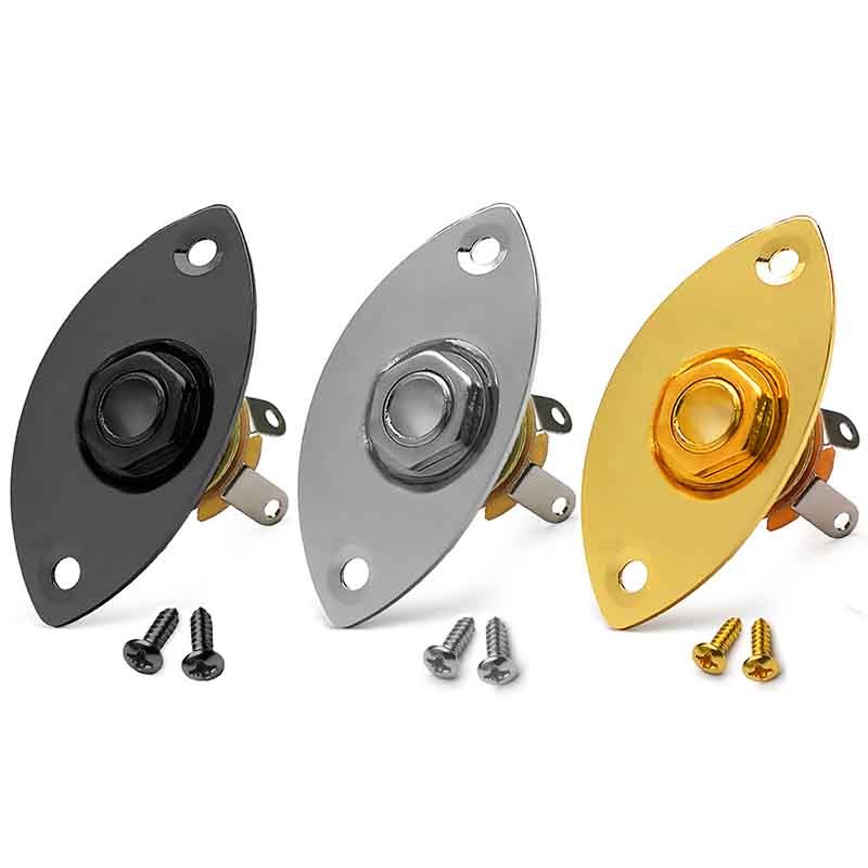 โลหะ 1/4 "รูปไข่กีตาร์อินพุตแจ็คแผ่นเอาต์พุต Jackplate ซ็อกเก็ตสําหรับ Fender Strat Tele