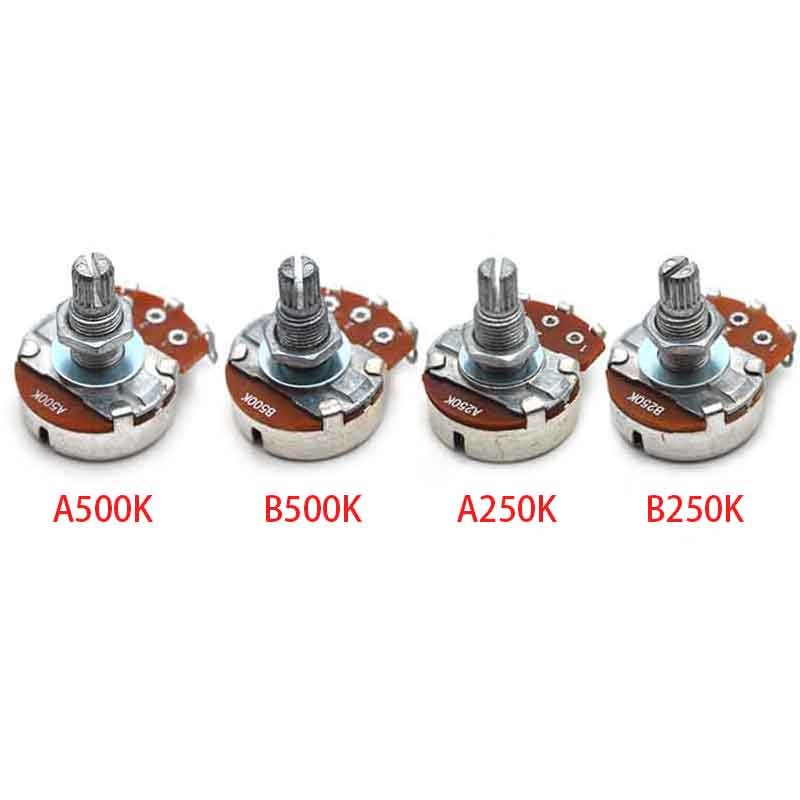 4 ชิ้น A/B250K 500K เพลาแยก 18 มม.กีตาร์ Volume Tone Pot Pot Potentiometer