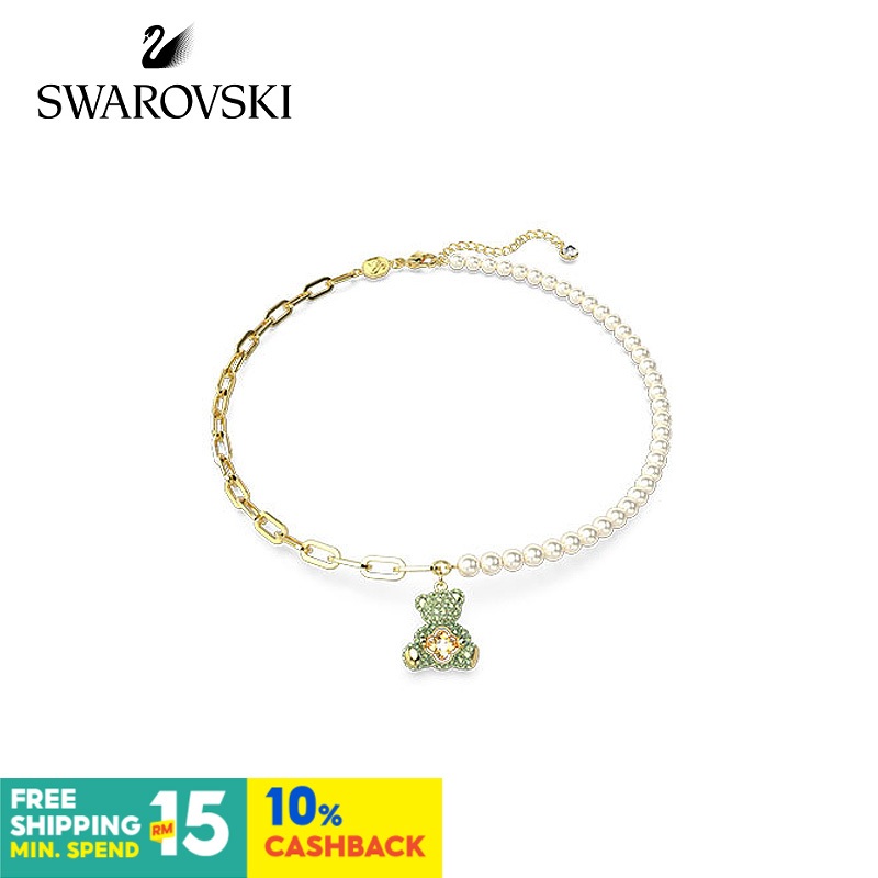 Swarovski Teddy Girls Style Shi Bear Pearl Necklace Niche High-End Clavicle Necklace Jewelry