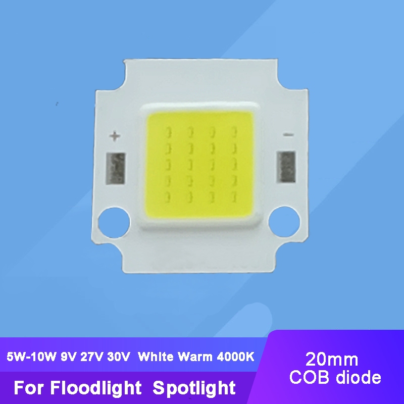 2 ชิ้น 9V 27V 30V สีวอร์มไวท์ 4000K ไฟ LED COB + พื้นผิวสี่เหลี่ยม 20 มม.