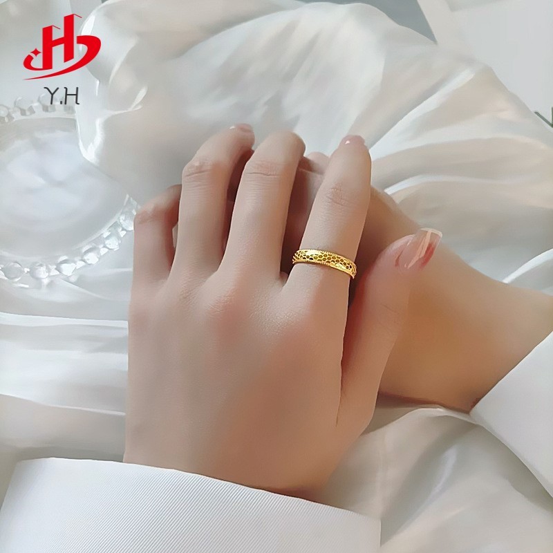⭐Y.H⭐ 316L  เกล็ดปลา สีทอง 18 K แหวนสแตนเลส