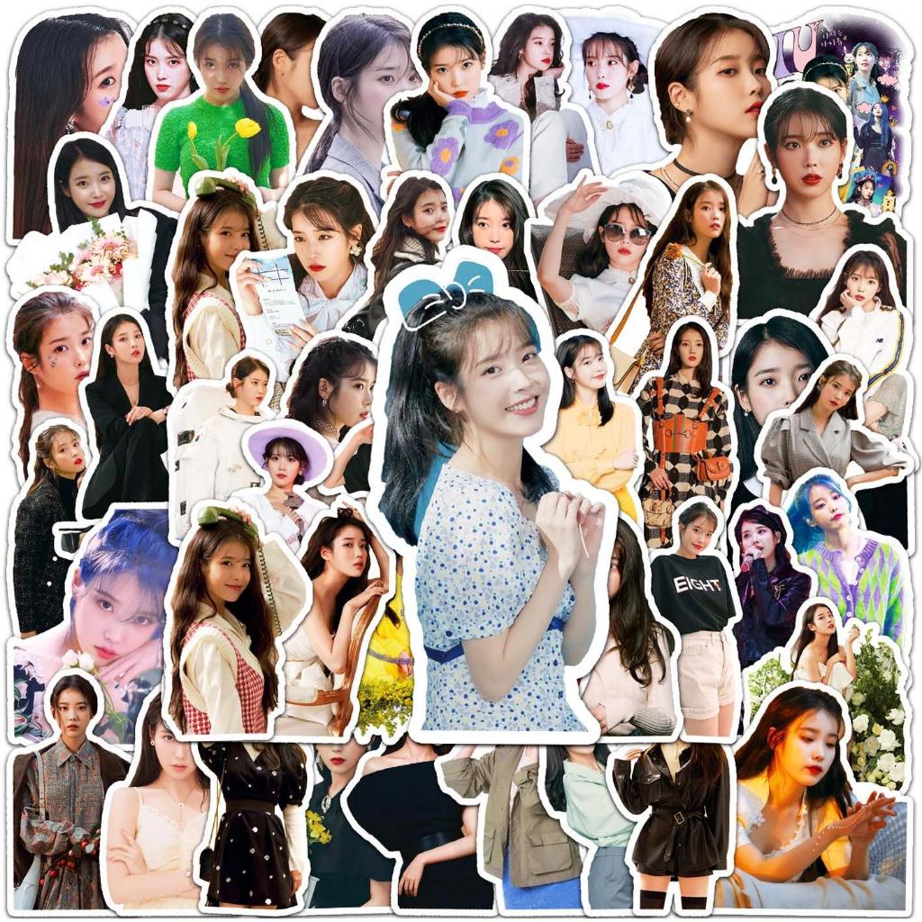 50 ชิ้นน่ารัก KPop Star IU แฟชั่น Graffiti สติกเกอร์กันน้ําสําหรับโทรศัพท์ DIY แล็ปท็อปกีตาร์โน้ตบุ๊คหมวกกันน็อครถตกแต่ง Doodle Decals