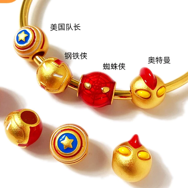 สร้อยข้อมือลูกปัด ลายไอรอนแมน สไปเดอร์แมน อุลตร้าแมน สีทอง thumbnail 4