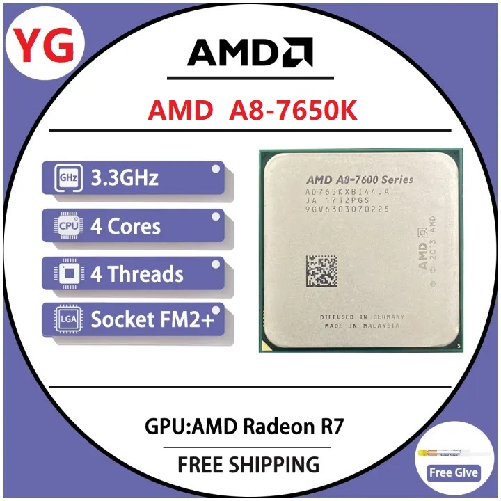 AMD A8-Series A8 7650K A8 7650 A8-7650 AD765KXBI44JA 3.3GHz Quad-Core CPU โปรเซสเซอร์ซ็อกเก็ตFM2+