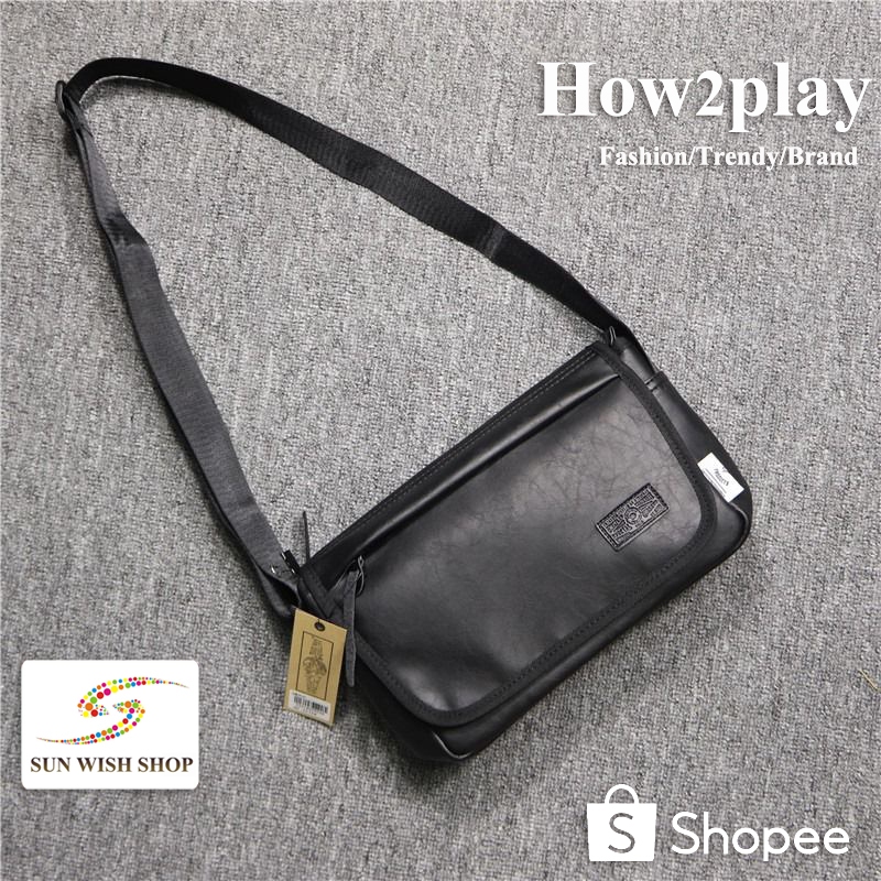 🌞 SUNWISH 🌞 - How2Play-  No.3275 2023 กระเป๋าสะพายสำหรับผู้ชาย กระเป๋าสะพาย Matt PU แบบใหม่