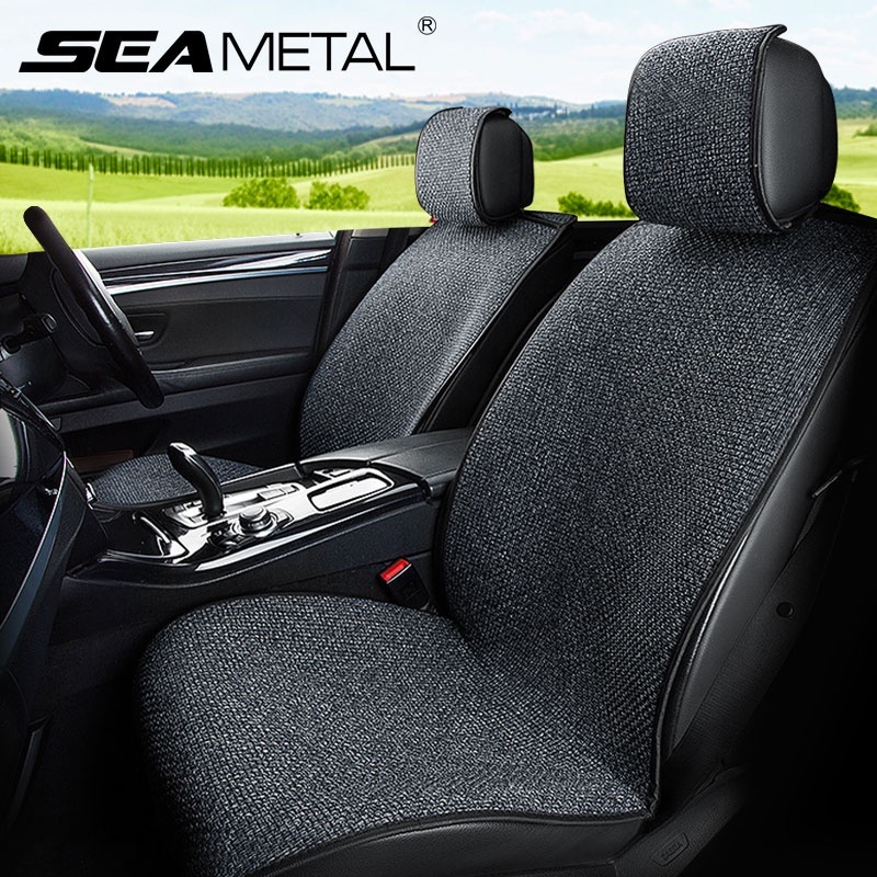 SEAMETAL ผ้าคลุมเบาะรถยนต์ผ้าลินิน เบาะรองนั่งชิ้นเดียว ห้าที่นั่งครบชุด ผ้าลินิน เบาะรองนั่งในรถ ทุกฤดูกาล ที่หุ้มเบาะรถยนต์  Flax Car Seat Cover Integrated Seat Cushion