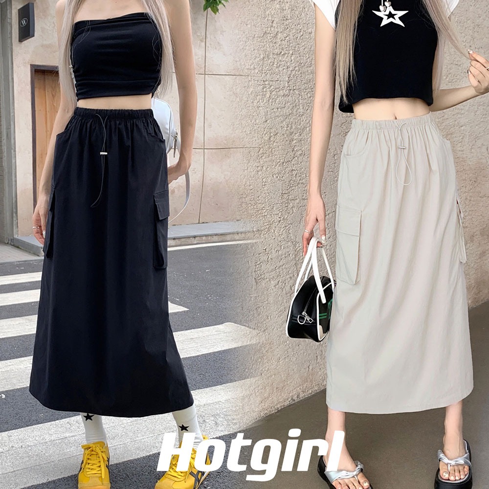 Hotgirl พร้อมส่งจากกทม Y2K กระโปรงคาร์โก้ Cargo skirt กระโปรงเอวสูงเวอร์ชั่นเกาหลีแฟชั่นย้อนยุค A-line