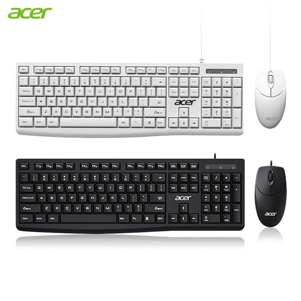 Acer ชุดคีย์บอร์ดและเมาส์ แบบใช้สาย USB OAK040 บาง สัมผัสสบาย ปุ่มทนทาน
