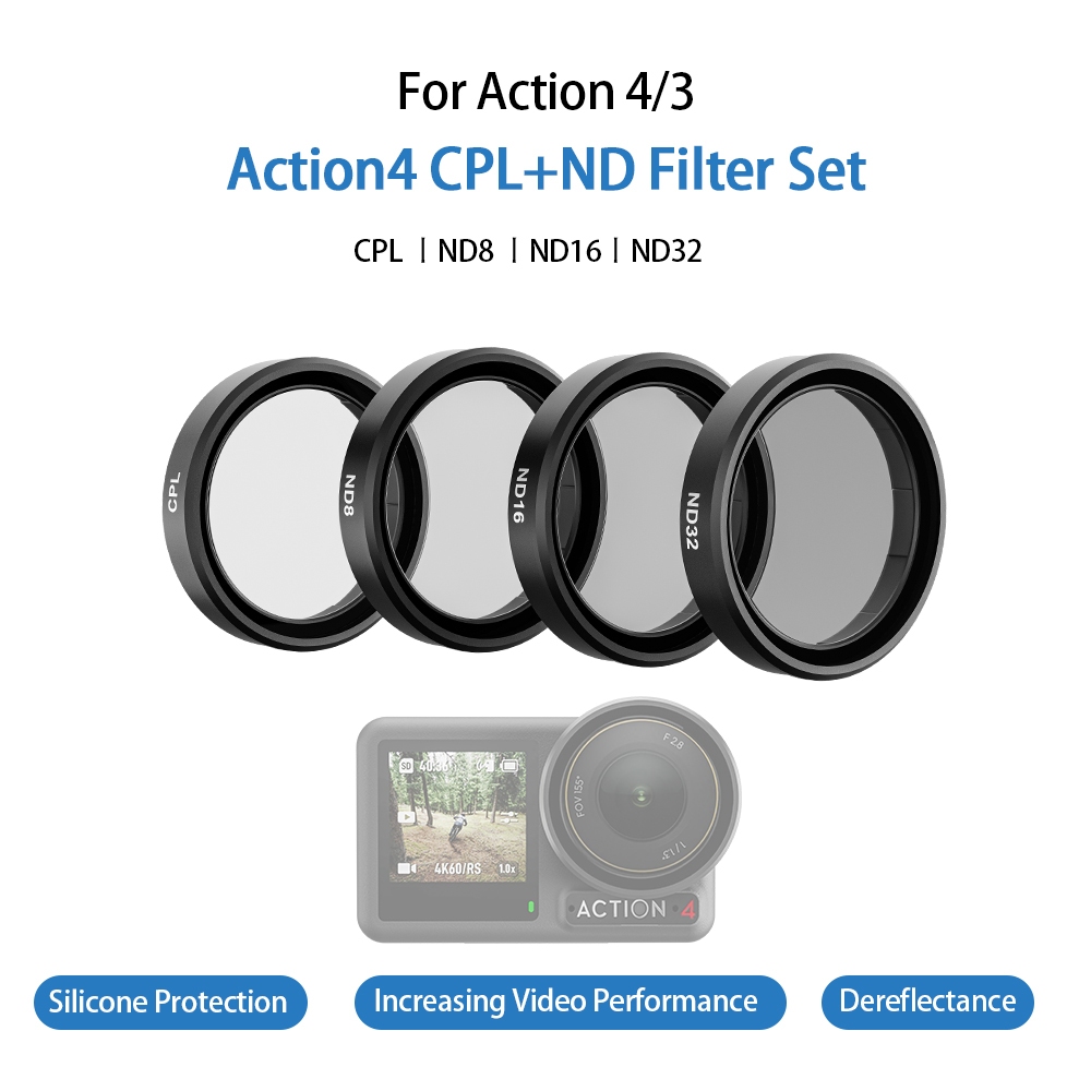 Telesin CPL ND8 ND16 ND32 ชุดกรอบฟิลเตอร์เลนส์ อะลูมิเนียมอัลลอย อุปกรณ์เสริมกล้องแอคชั่น DJI Action