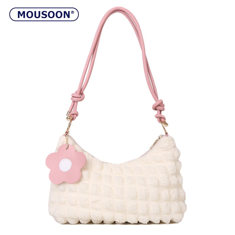 Mousoon กระเป๋าถือผู้หญิงอินเทรนด์สไตล์ต่างประเทศจีบลําลองใต้วงแขนฟองแฟชั่นกระเป๋าสะพายไหล่เดียว