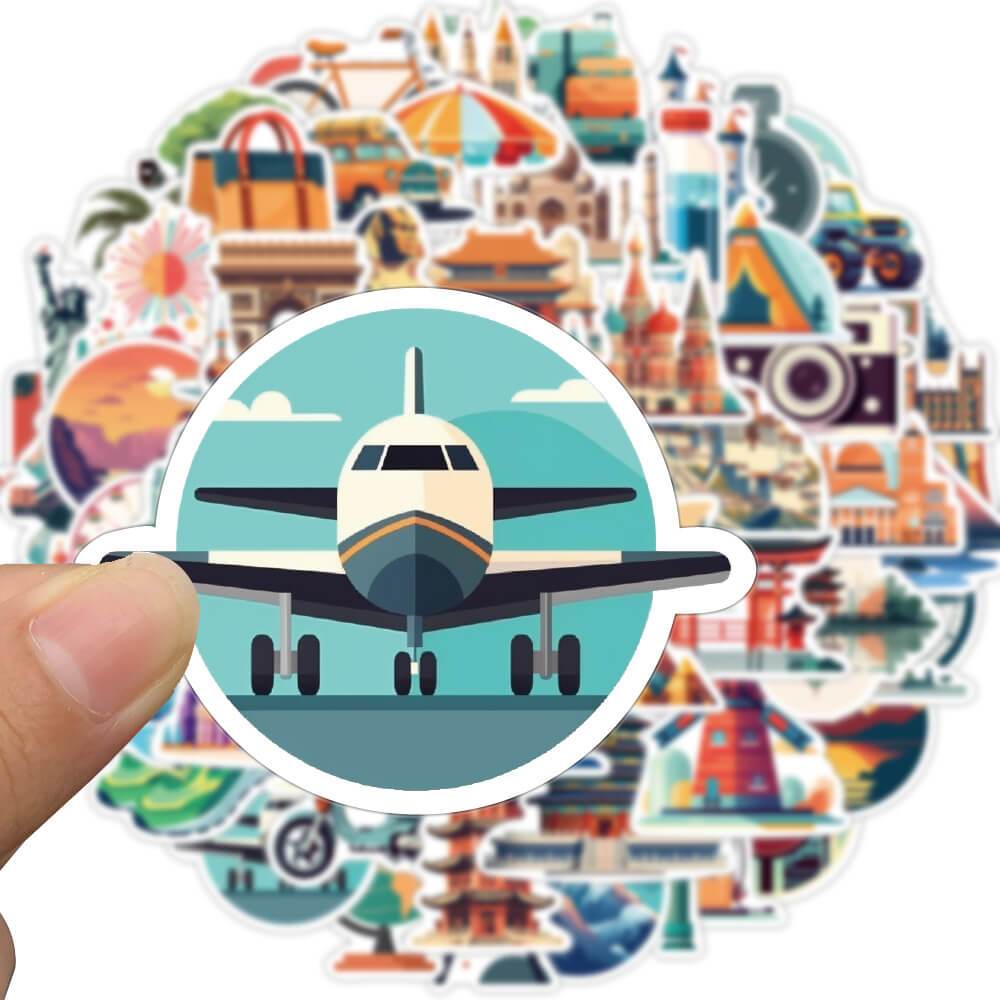 [สติกเกอร์ขนาดใหญ่] สติกเกอร์ ลายกราฟฟิตี้ World Famous Building Transportation กันน้ํา สําหรับตกแต่งสเก็ตบอร์ด โทรศัพท์มือถือ กระเป๋าเดินทาง แล็ปท็อป รถยนต์ 65 ชิ้น