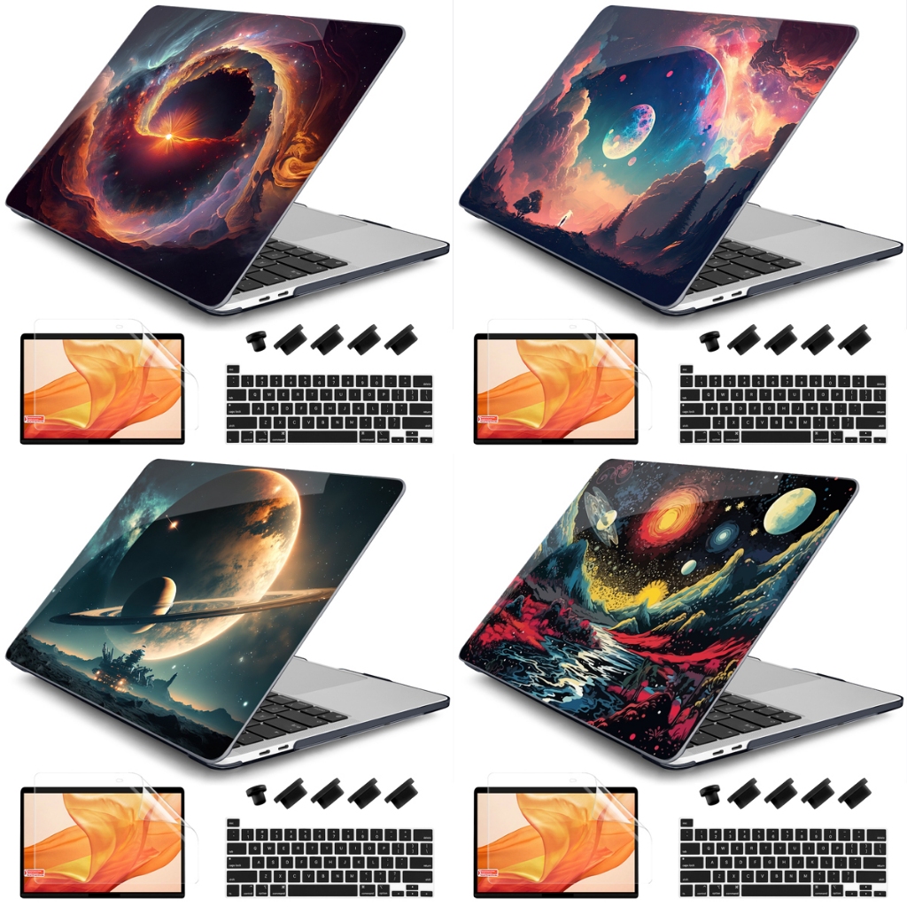4 In 1 Starry แล็ปท็อปกรณี + ฝาครอบคีย์บอร์ด + ปลั๊กฝุ่น + หน้าจอสําหรับ Macbook 11 12 13 14 15 16 นิ้ว A3112 A3401 A3403 A3 A3113 A2992 A2991 A2941 A2681 A27 Pro A79 Air กรณี