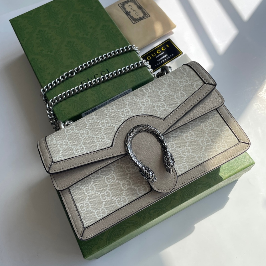【พร้อมกล่องของขวัญ สีเขียว】 Gucci กระเป๋าถือ ของแท้ 100% สําหรับผู้หญิง 499623 กระเป๋าสะพายข้าง หนังวัวแท้ สายโซ่