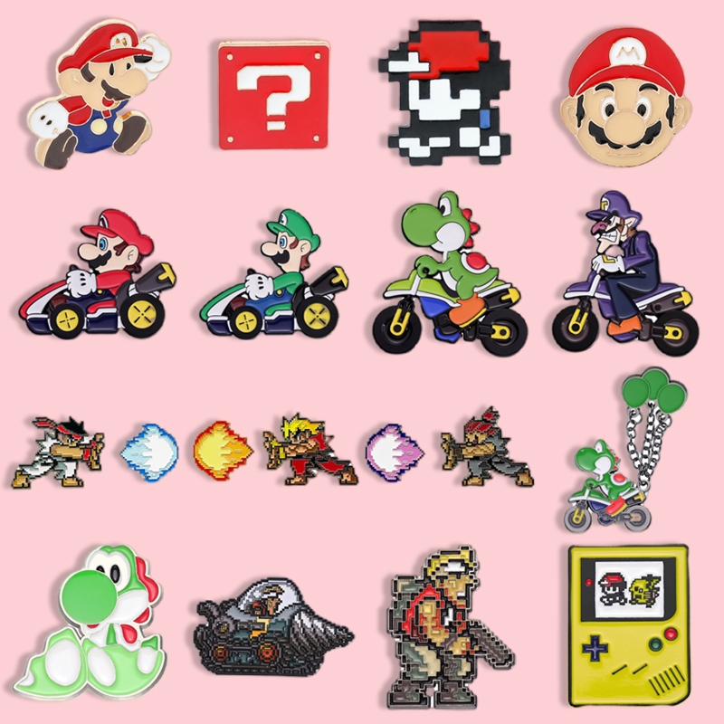 เข็มกลัด โลหะผสม รูปการ์ตูนเกม Mario Arcade ของขวัญ สําหรับเพื่อน