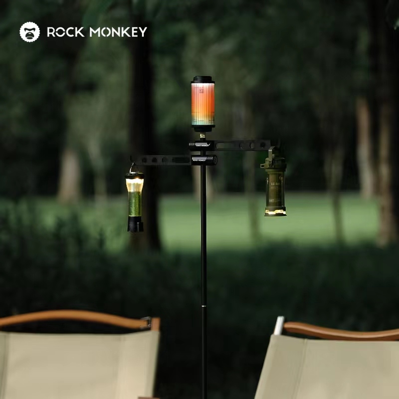 R ROCKMONKEY ขาตั้งไฟอลูมิเนียมอัลลอยด์ แบบพกพา พับได้ สําหรับตั้งแคมป์กลางแจ้ง