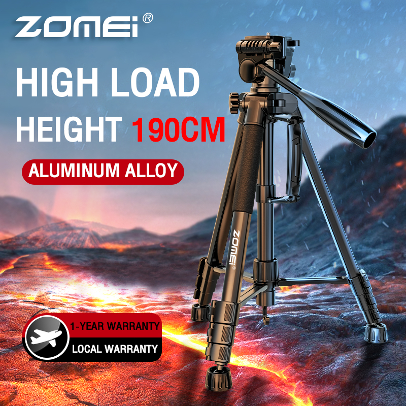 Zomei Q188 Camera tripod ขาตั้งกล้องอลูมิเนียมอัลลอยด์พร้อม PTZ 3 ทิศทางน้ำหนักไม่เกิน 5 กก ขากล้องมือถือ ขาตั้งกล้องliveสด ขาตั้งกล้องแบบ 3 ขา tripod yunten