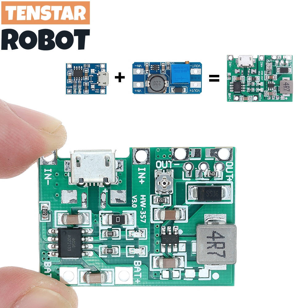 บอร์ดโมดูลชาร์จแบตเตอรี่ลิเธียม Li-ion 18650 3.7V 4.2V DC-DC TP4056 DIY