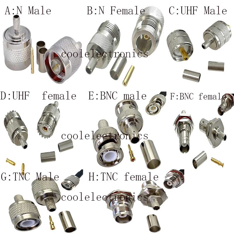อะแดปเตอร์เชื่อมต่อสายเคเบิลโคแอ็กเชียล N BNC UHF so239 PL259 TNC ตัวผู้ ตัวเมีย สําหรับ RG58 RG142 RG400 LMR195 5 ชิ้น