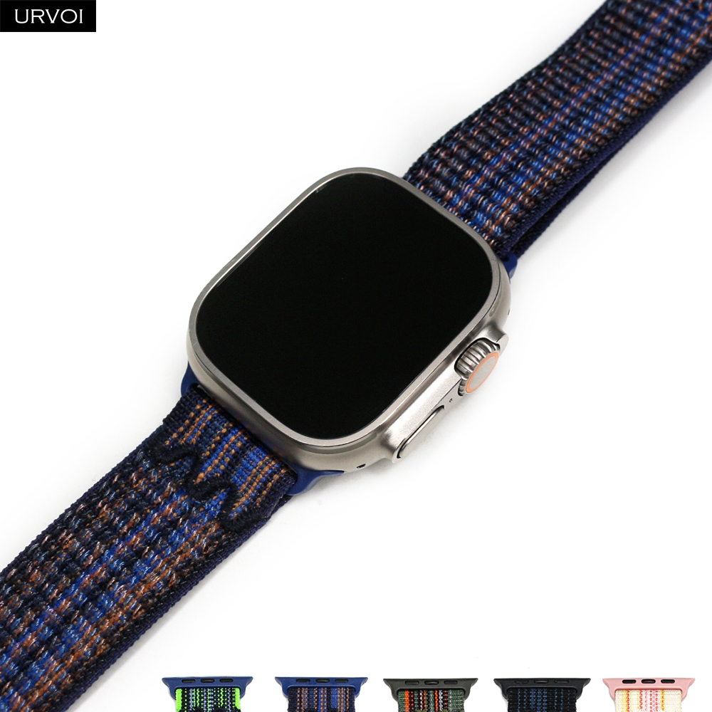 Urvoi ห่วงกีฬาสําหรับ Apple Watch Ultra 2 Series10 9 8 7 6 SE5432 ห่วงไนลอนทอดึงแท็บสําหรับ iWatch สายน้ําหนักเบา