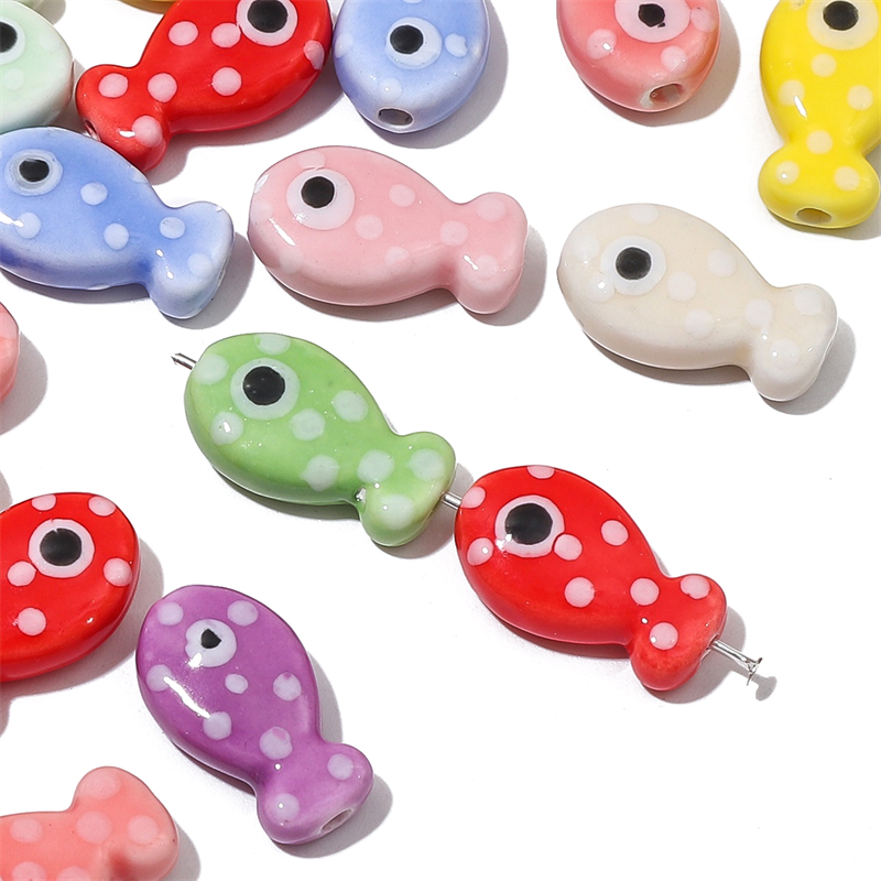 ลูกปัดเซรามิค ลายจุด สองด้าน ขนาดเล็ก สําหรับทําเครื่องประดับ DIY 11*19 มม. 2 ชิ้น ต่อถุง