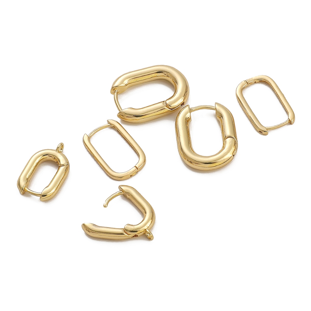 ต่างหูชุบทอง 14k รูปตัว U ทรงวงรี สไตล์ฝรั่งเศส เครื่องประดับแฟชั่น - รูปที่ 2