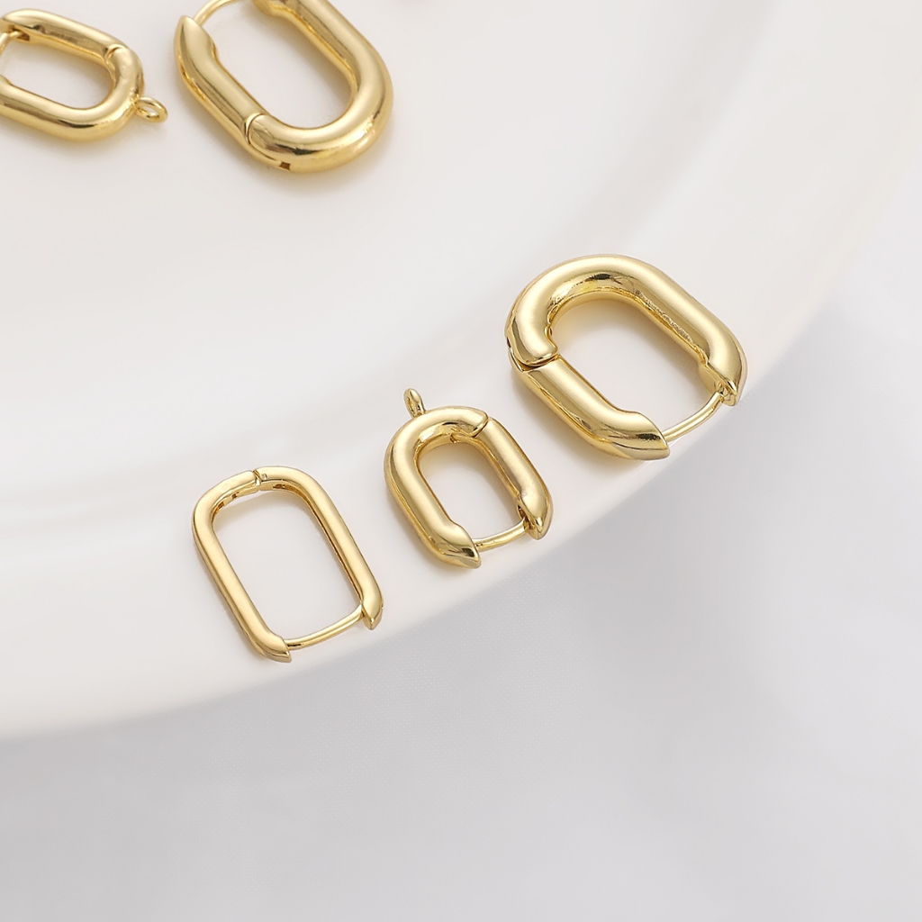 ต่างหูชุบทอง 14k รูปตัว U ทรงวงรี สไตล์ฝรั่งเศส เครื่องประดับแฟชั่น - รูปที่ 5