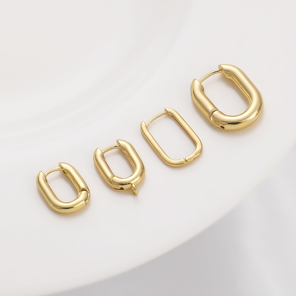 ต่างหูชุบทอง 14k รูปตัว U ทรงวงรี สไตล์ฝรั่งเศส เครื่องประดับแฟชั่น - รูปที่ 6