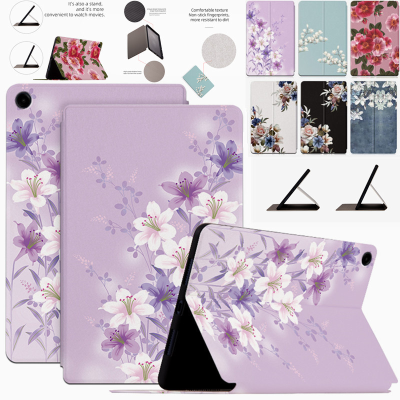 สําหรับ Samsung Galaxy Tab A11 A9 + plus 11 "SM-X216B Galaxy Tab A11 + A9 8.7 "2023 SM-X115N แท็บเล็ตแฟชั่นดอกไม้คุณภาพสูงเหงื่อหนัง PU ฝาครอบ