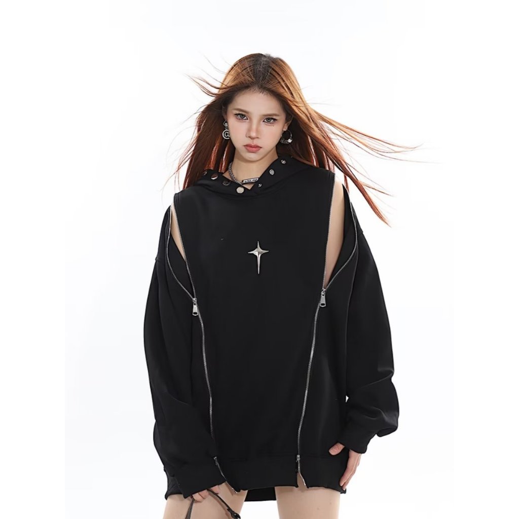 ใหม่ เสื้อแจ็กเก็ต มีฮู้ด ผ้าฝ้าย มีซิป ทรงหลวม สไตล์เรโทร อเมริกัน แฟชั่นสําหรับผู้ชาย และผู้หญิง